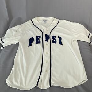 VTG Pepsi Generation Next XXL Embroidered Baseball Jersey Shirt White‎ 90s